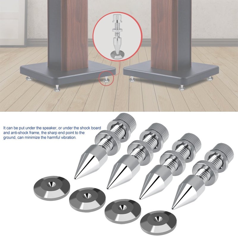 ZERONE 4 Pcs Speaker Spike Isolation Spikes Stand Foot HiFi Speaker Shockproof Cone Base Pads for Speaker Frame, Amplifier, CD DVD Player - Image 5